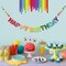 Pre-Strung Felt Happy Birthday Banner Sign Felt Ball Happy Birthday Wall Decoration Party Garland